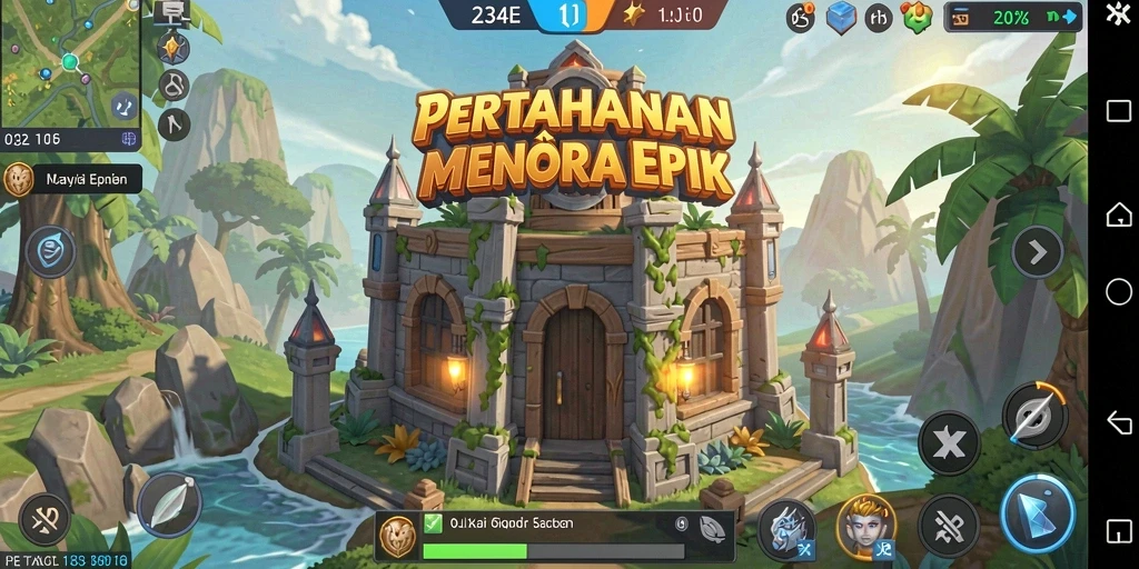 Tampilan permainan 234E yang menarik dengan gameplay Tower Defense.