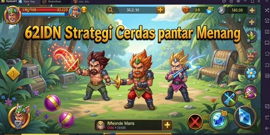 Tangkapan layar gameplay 62IDN menampilkan pertempuran strategis yang intens.
