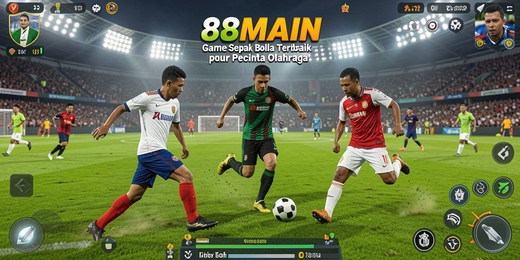 Tampilan gameplay menarik dari 88MAIN dengan aksi sepak bola yang mendebarkan.