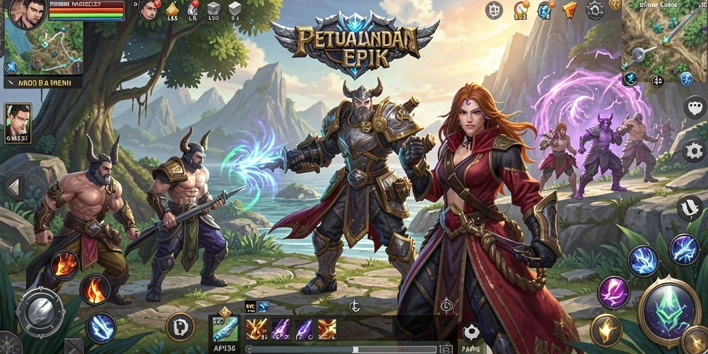 Screenshot gameplay API36 yang menampilkan pertarungan epik dalam dunia MMORPG.