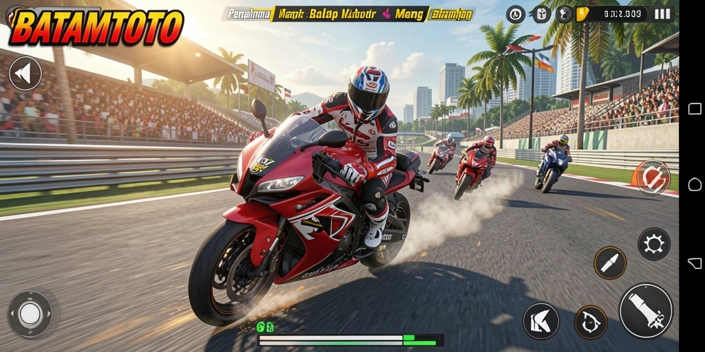 Tampilan gameplay seru saat balapan motor di BATAMTOTO.