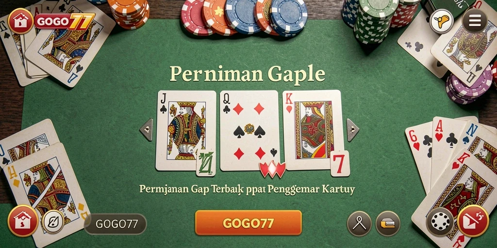Screenshot GOGO77 menunjukkan gameplay Gaple yang seru dan interaktif.