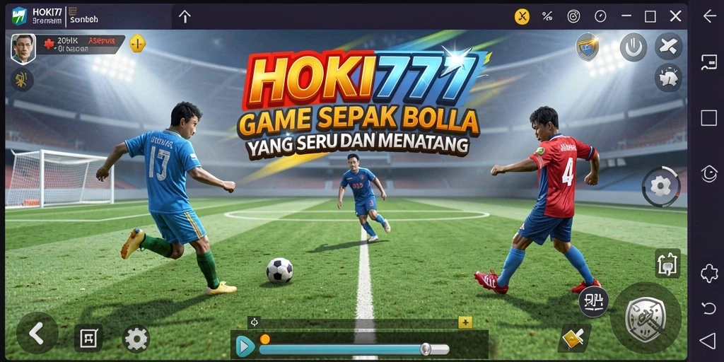 Tampilan gameplay HOKI777 yang menegangkan di lapangan sepak bola.