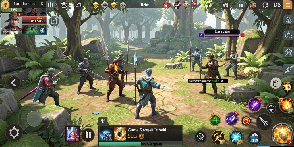 Screenshot gameplay ID66 yang menggambarkan pertempuran strategis yang seru.