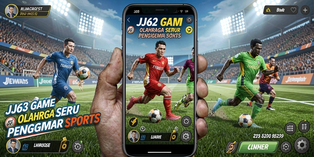 Tampilan gameplay seru dari JJ62 saat pemain bersaing di arena olahraga.