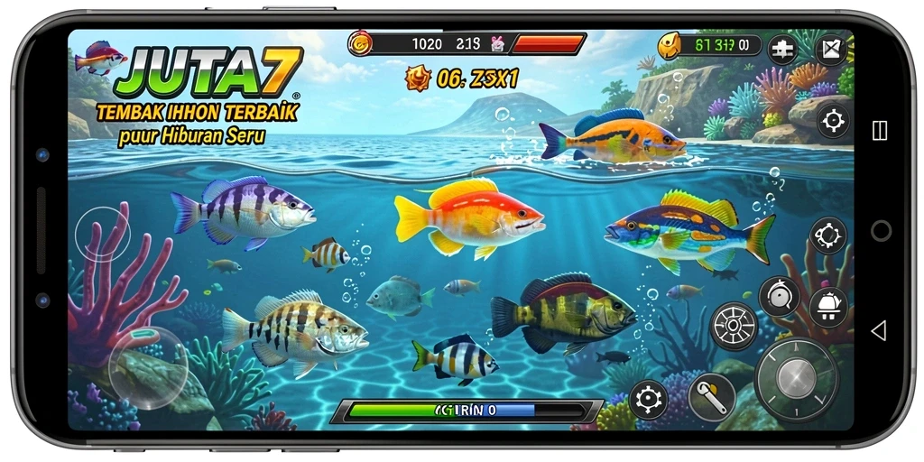 Gambar menunjukkan momen seru dalam gameplay Tembak Ikan.