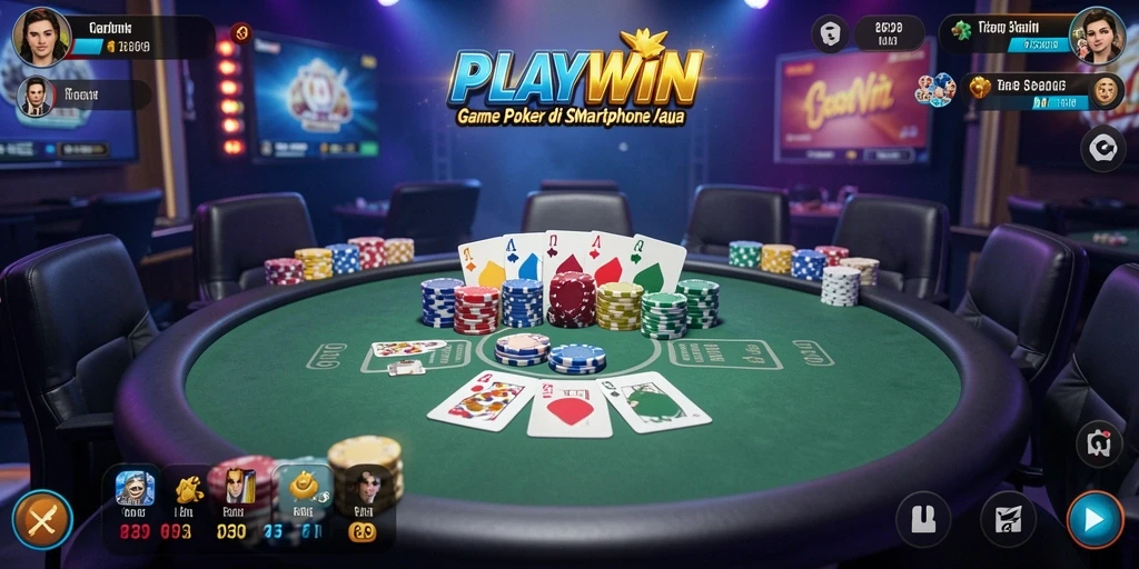Tampilan gameplay seru di aplikasi Poker PLAYWIN.