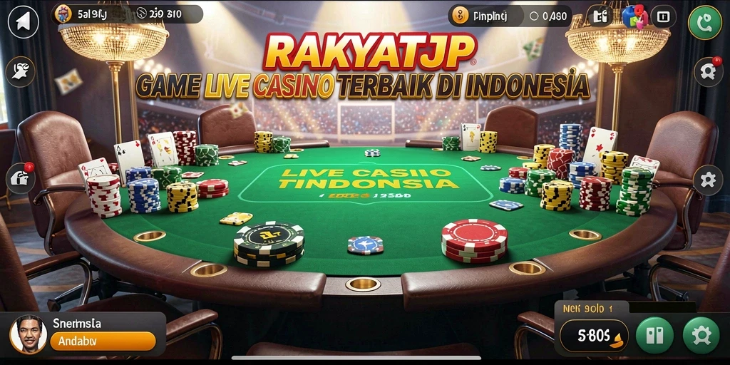 Screenshot RAKYATJP menampilkan gameplay Live Casino yang menarik dan interaktif.