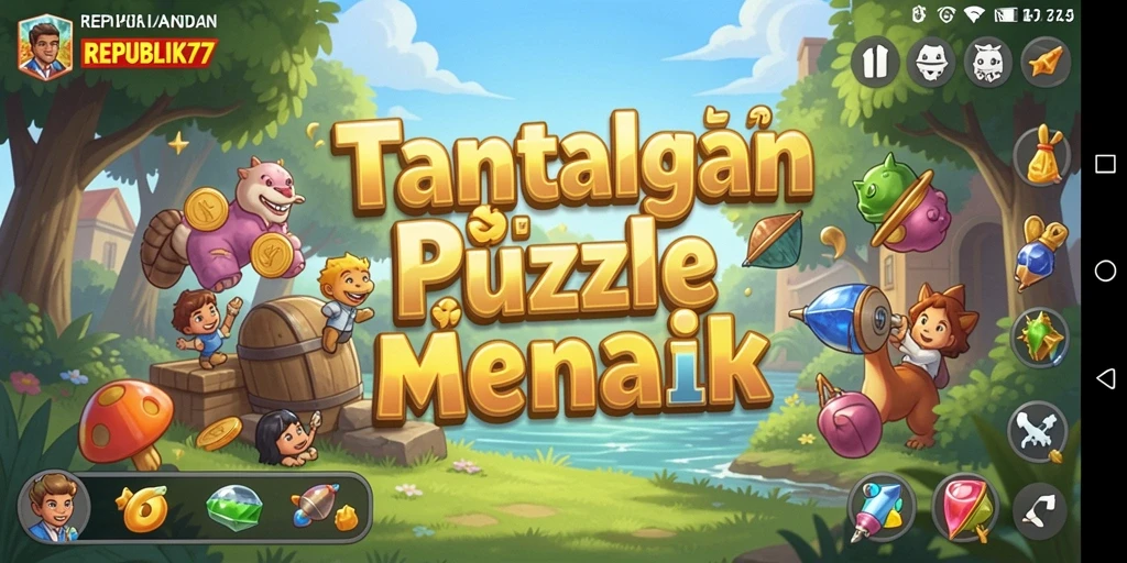 Screenshot gameplay dari REPUBLIK77 menunjukkan tantangan puzzle yang menarik.