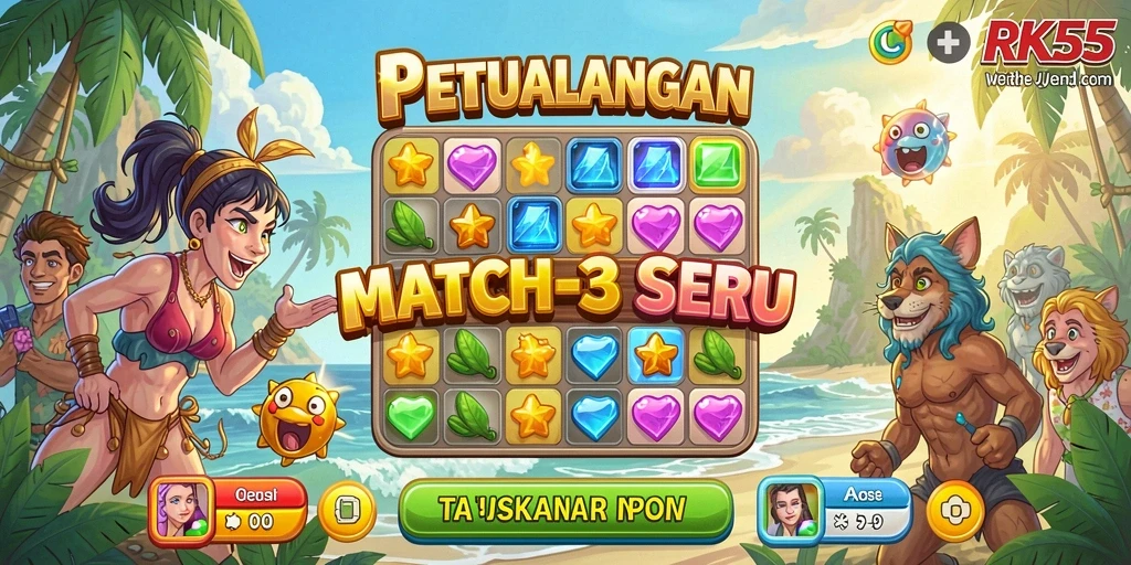 Gameplay RK55 yang menampilkan keseruan mencocokkan item.